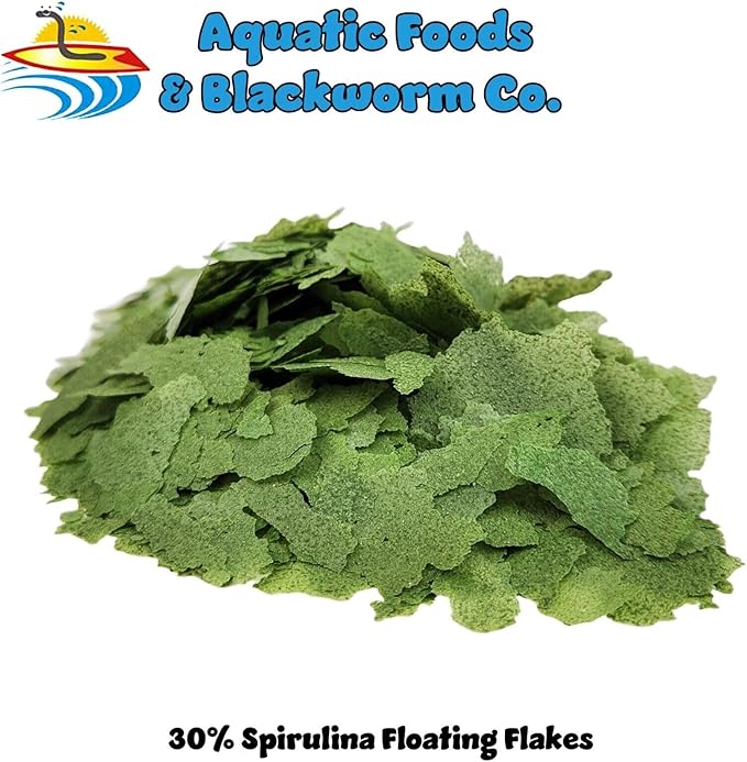Aquatic Foods Inc. 30% Spirulina Premium Flakes for African Cichlids, All Central and South American Cichlids, Koi, Pond Fish, All Community Tropical Fish...WL…1/2-lb Foil Pouch Bag