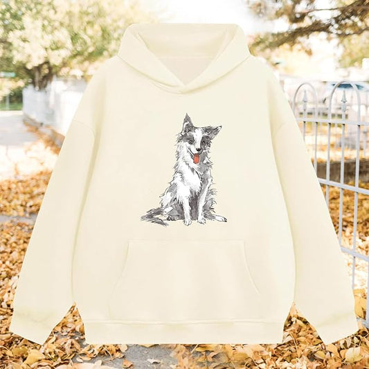 Oversized Hoodies for Women 2025 Trendy Cute Dog Cat Print Sweatshirts Hooded Pullover Tops with Kangaroo Pocket