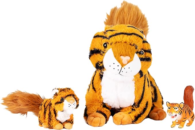 Randimals Randimini Collection Squiger - Squirrel and Tiger Floppy Plush Bean Filled Toy 6.5”, Soft & Huggable, Premium Quality Hybrid Animal Friend Encourages Adventure & Imagination