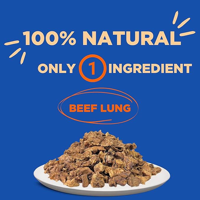 Beef Lung Dog Treats, 100% Natural, Single Ingredient, (2.5 Pound) Made in the USA, Dried & Dehydrated, High Protein, High Value Dog Training Treats, Grain Free, Low-Odor Free for All Breeds