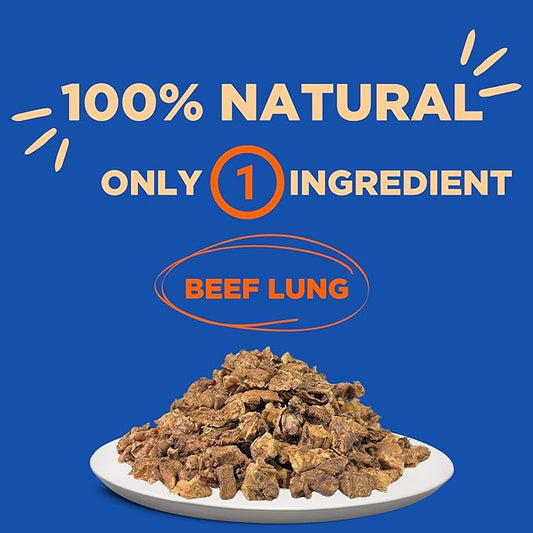 Beef Lung Dog Treats, 100% Natural, Single Ingredient, (1 Pound) Made in The USA, Dried & Dehydrated, High Protein, High Value Dog Training Treats, Grain Free, Low-Odor Free for All Breeds
