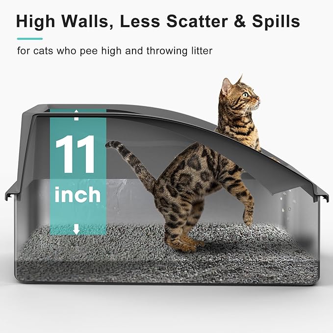 2 Pack Stainless Steel Litter Box | XL Enclosed Cat Litter Boxes with Lid for Big Cats and Multi-Cats | High Sided, Anti-Urine Leakage | Non-Stick Bottom（Multi-Colored）