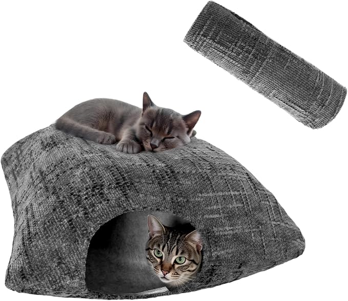 Peekaboo Cat Cave Small Square Tunnel pet House, Comes with Two Protective Covers as a Gift