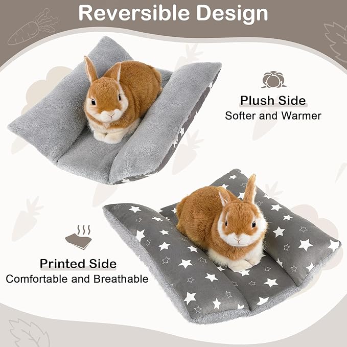 Rabbit Bed 15"X14"Thickened and Soft Bunny Bed Washable Cuddle Cushion Plush Mat Double-Sided Plush Small Pet Flop Mat Cotton Pillow for Rabbit