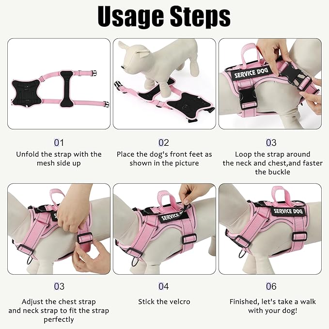 Demigreat Reflective Dog Vest Harness with 5 PCS Patches, Adjustable Soft Oxford Pet Harness, Inner Layer Mesh, Prevent Pulling and Choking, Easy to Control for Small Medium Large Dogs