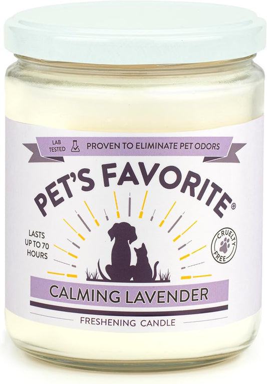 Pet's Favorite Pet Odor Candle, Clean Burning, Long Lasting Scented Candles with a Cotton Wick. (Calming Lavender, Pack of 1)