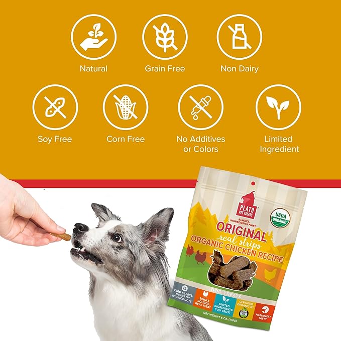 PLATO Original Real Strips Organic Chicken 18oz, Natural