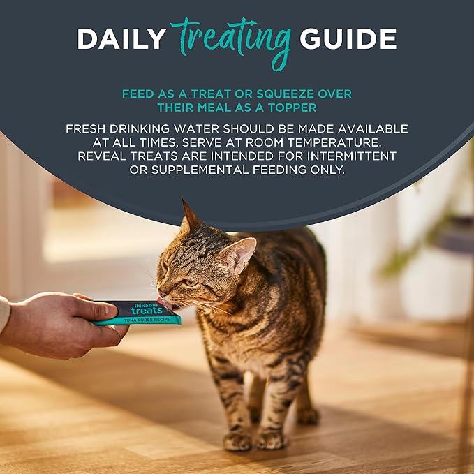 Reveal Natural Lickable Purée Cat Treats, Grain Free and Made with Limited Ingredients, Tuna Recipe Squeeze Up Cat Treats (40 x 0.5 oz Sachet Multipack)