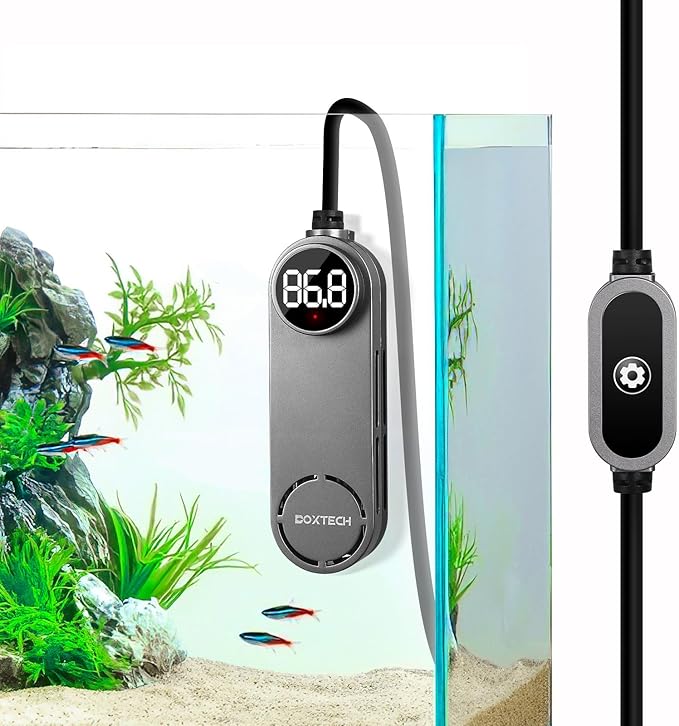 boxtech Small Submersible Aquarium Heater - 100w Fish Tank Heater, Mini Turtle Betta Tanks Heaters with External Adjustable Temperature Controller for 12 to 25 Gallon Tanks