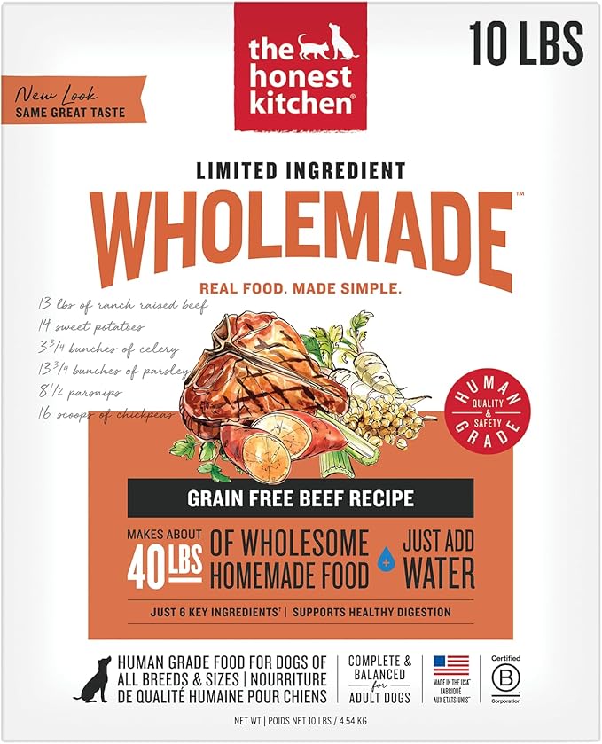The Honest Kitchen Dehydrated Limited Ingredient Beef Dog Food,10 Lb Box