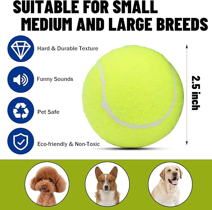 Magicorange Dog Tennis Balls, 20 Pack 2.5 inch Floatable Squeaky Tennis Balls for Fetch Exercise, Natural Rubber Squeaky Dog Balls Training Safe (Multicolor, 2.5inch)