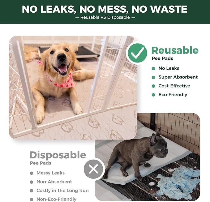 FXW Washable Pee Pads for Dogs, Puppy Pads with Super Absorbent, Specifically Designed for FXW Rollick/Homeplus 32/40/45inch 6 Panels Dog Playpen, 43" x 71" Rectangle, Khaki, 1 Pack