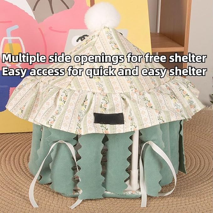 Guinea Pig Hideout Large with Curtain, Bunny Hideout, Machine Washable Guinea Pig Hide Tent Houses & Habitats, Small Animal Hideout for Pet Rabbit, Ferret, Rat, Chinchilla, Squirrel (Yellow)