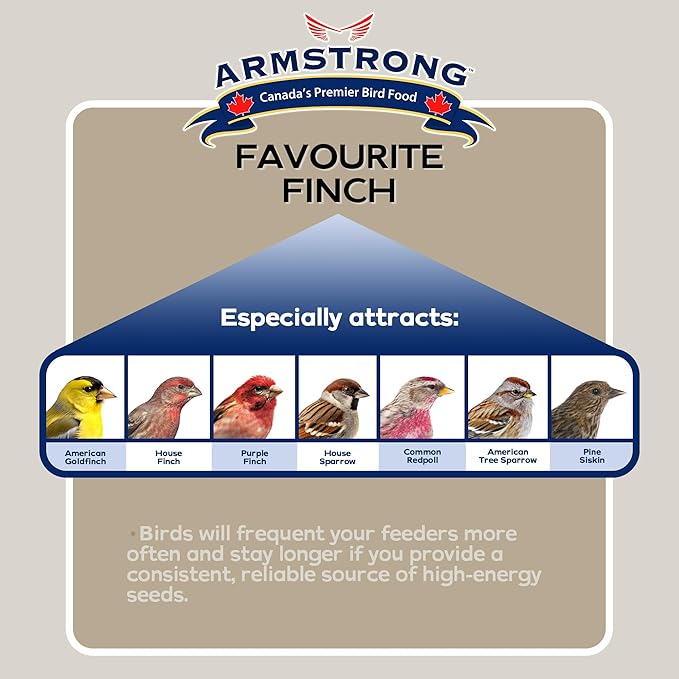 Armstrong Wild Bird Food Favourite Finch Bird Seed Blend, 10 Pounds - with White Millet, Canola, Nyjer and Sunflower Kernel Chips for American Goldfinches, House Finches & Songbirds
