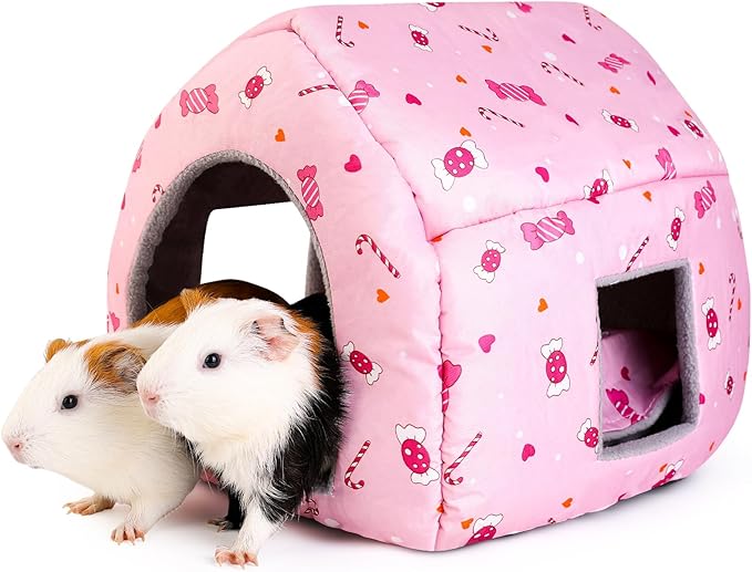 Guinea Pig Hideout - Guinea Pig Bed, Bunny Hideout, Rabbit Bed, Ideal House Bed for Small Pets, Pink Candy Pattern