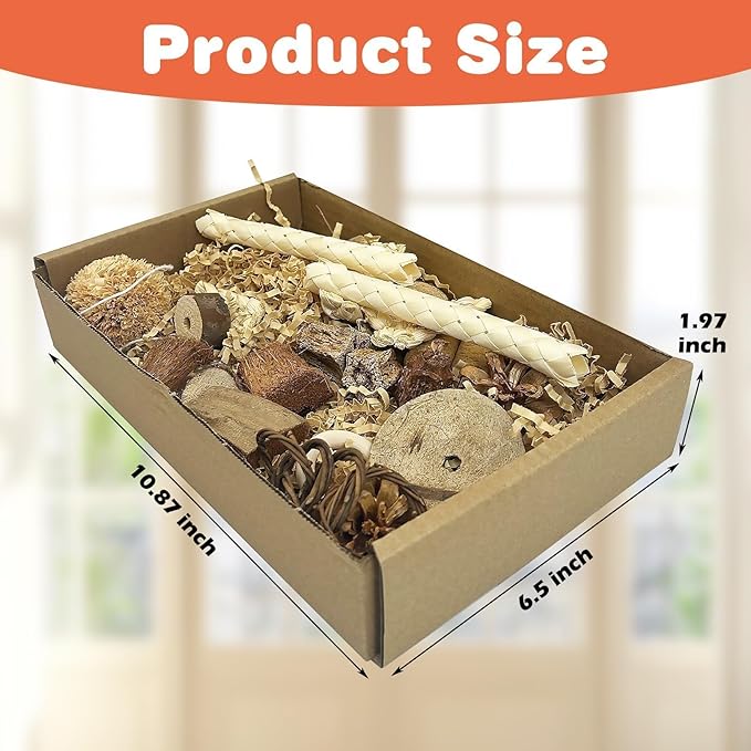 PINVNBY Natural Bird Toys Bird Foraging Box Interactive Parrot Shredding and Chewing Toy for Conure Parakeet Budgie Cockatiel Lovebird Small-Medium Birds (Medium)