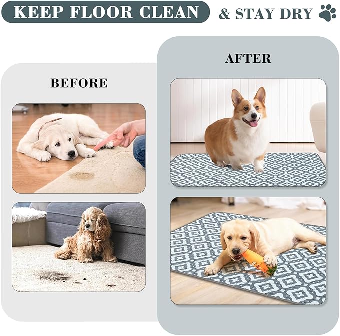 Washable Pee Pads for Dogs, 2 Pack Reusable Puppy Pads Absorbent Training Pads for Dogs Waterproof Dog Mat Non-Slip Whelping Pet Mat