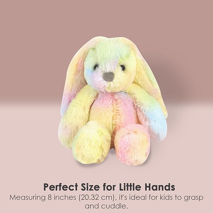 MON AMI Mini Rainbow Bunny Plushie – 8" Stuffed Animal Plush Toy for Kids, Soft and Cuddly Bunny Plush Toy, Cute Easter or Birthday Gift, Huggable Toy, Adorable Stuffed Toy for Kids