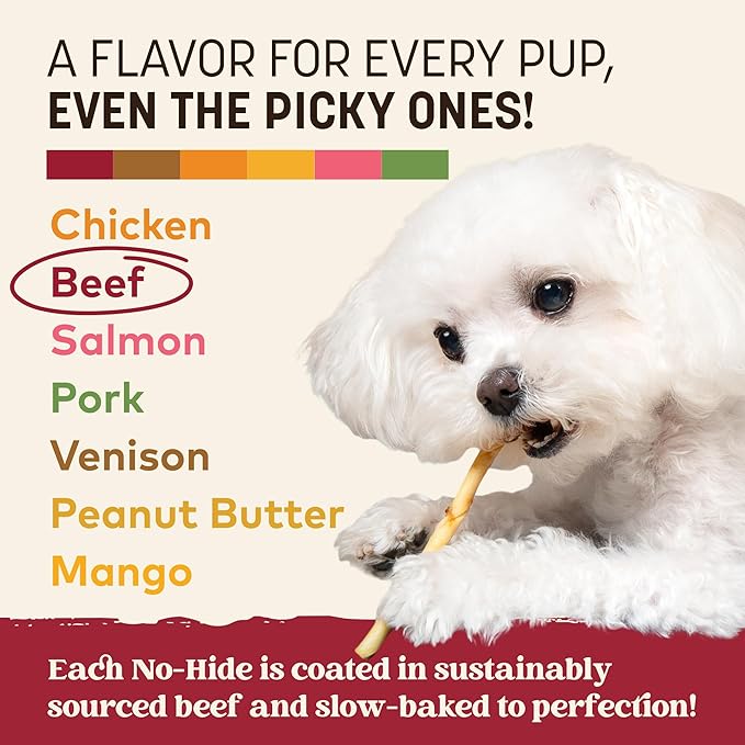 Earth Animal No-Hide Stix Beef Recipe Natural Rawhide Alternative Dog & Cat Chews - 40 Count Extra Value Pack