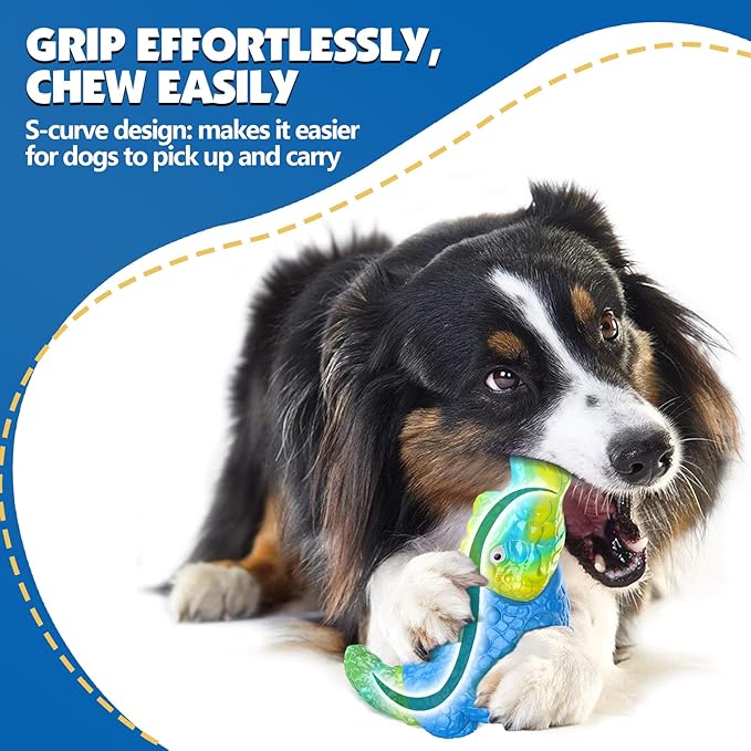 Dog Toys for Aggressive Chewers - Indestructible Dog Toy Squeaky Chew Toys for Large and Medium Breeds to Keep Them Busy, Bacon Flavor (Azure Blue)