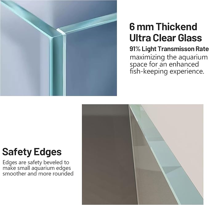 Ultra Clear Glass Fish Tank 4.1 Gallon, 6mm Thickened Rimless Aquarium Tank Low Iron, Cube Aquarium 10in x 10in x 10in