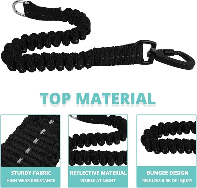 jenico Rope Dog Leash 8FT: Heavy Duty Leashes with Swivel Lockable Hook Reflective Threads Bungee and Padded Handle - Dog Lead for Large Small Medium Dogs Outside Walking Hiking
