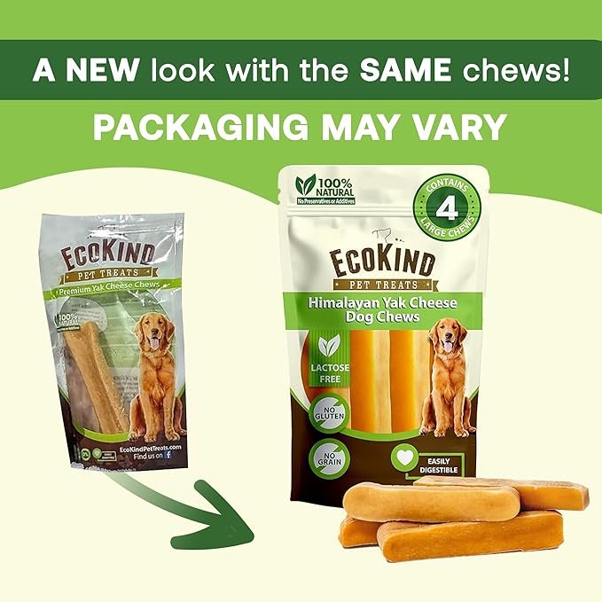 EcoKind Premium Gold Yak Cheese Himalayan Dog Chews, Healthy Dog Treats for Medium Dogs, All Natural, Long Lasting Dog Chew for Aggressive Chewers, High Protein Treat, Medium - 20+ Chews (3 lbs)