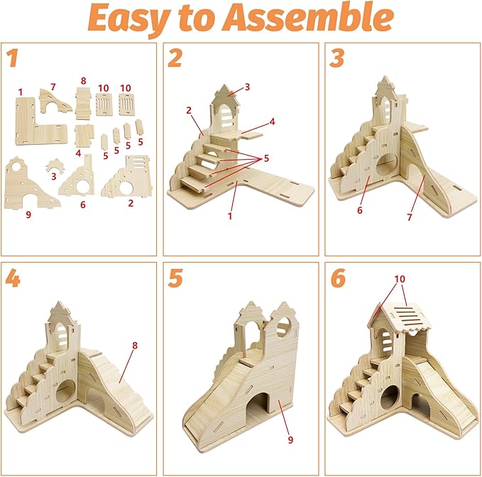 BNOSDM Wood Hamster House Dwarf Hamster Natrual Hideout with Ladder Gerbils Climbing Exploring Seesaw Toys Cage Accessories for Syrian Hamsters Mouse Mice