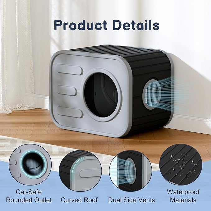 Outdoor Cat House, Outside Cat Shelter with Dual Ventilation Waterproof Resin Pet House for Indoor and Outdoor Use Shelter Pet Home for Cats Small Dogs, Blue