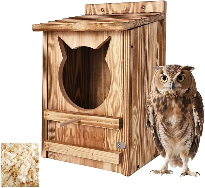 Owl House Wooden Building Kit for Adults Prebuilt Owl Box for Outside Nesting Box Large Handmade Wooden Circular Opening Bird Houses