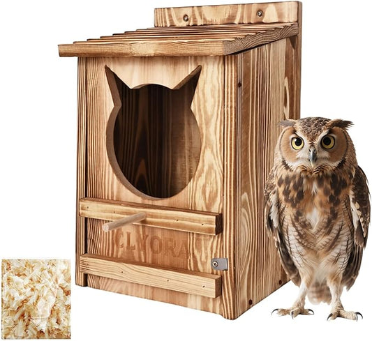 Owl House Wooden Building Kit for Adults Prebuilt Owl Box for Outside Nesting Box Large Handmade Wooden Circular Opening Bird Houses
