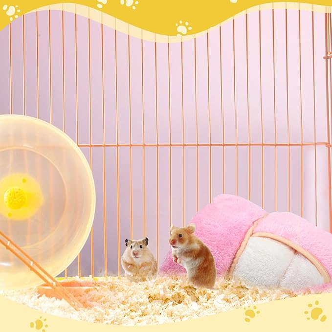 Wenqik 2 Pcs Guinea Pig Hideouts Washable Bunny Bedding Cuddle Warm Small Pet Sack Supplies Portable Pet Carrier Cage Nest Guinea Pig Accessories for Cage(Gray, Pink,Plain)