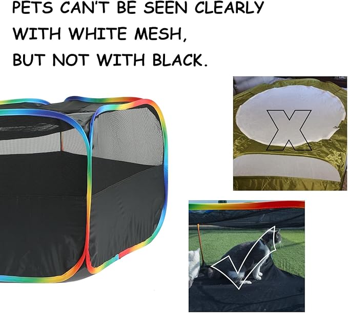LUCKITTY Small Animal Playpen, Chick Brooder Box, Guinea Pig Hamster Indoor Playpens & Outdoor Pet Cage Tent with Cover Top, for Kitten/Ferret/Hedgehog/Rabbit/Duckling, Black & Rainbow