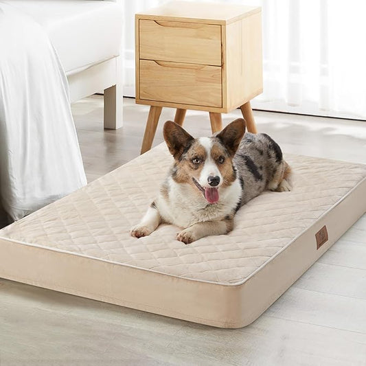 WNPETHOME Orthopedic XL Dog Bed for Crate, Waterproof Extra Large Dogs Bed with Removable Washable Cover, Multi-Needle Quilting Dogs Crate Bed