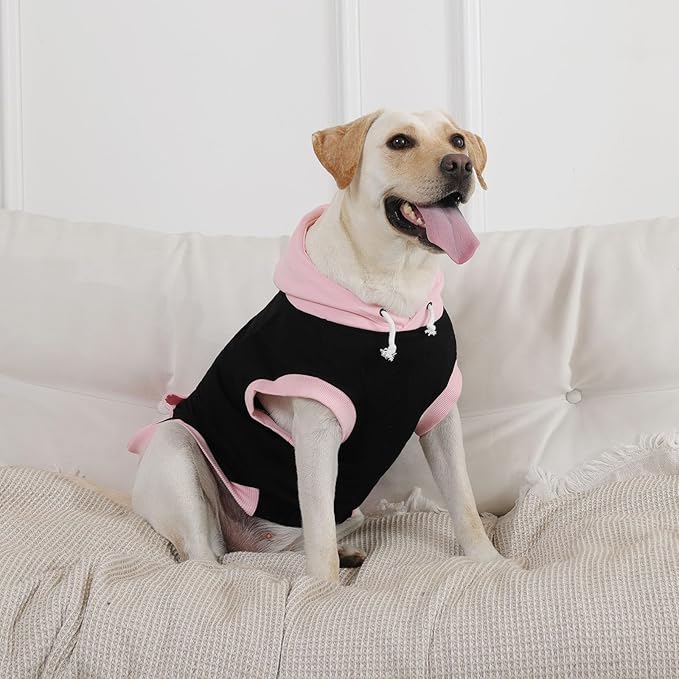 Dog Hoodie - Cotton Sweatshirt Soft Breathable Sweater for Small Dogs, Sleeveless Clothes Cozy Coat for Spring Autumn Winter, Pink S