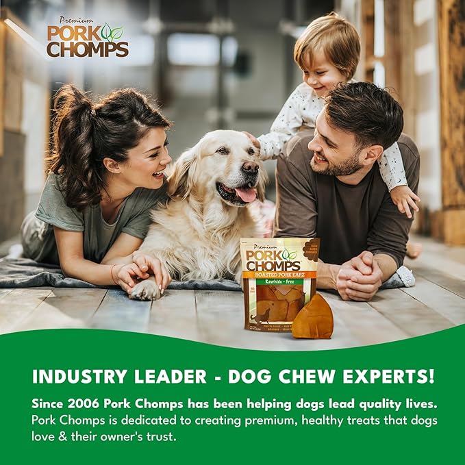 Pork Chomps Roasted Pork Skin Dog Chews, Ear Shapes, 10 Count