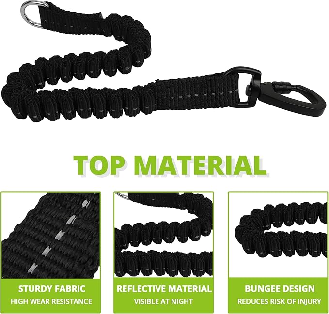 Long Dog Leash 10 FT: Heavy Duty Rope Leashes for Dogs Training with Swivel Lockable Hook Reflective Threads Bungee and Padded Handle - Dog Lead for Large Small Medium Dogs Outside Walking Hiking