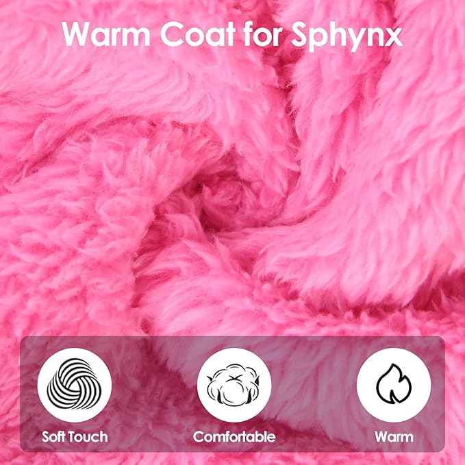 SUNFURA Sphynx Hairless Cat Sweater, Full Body Warm Fleece Sweaters with Sleeves for Cats, Soft Turtleneck Cat Clothes, Cozy Pullover Pajamas for Hairless Cats Devon, Donskoy & Small Dogs, Hot Pink S