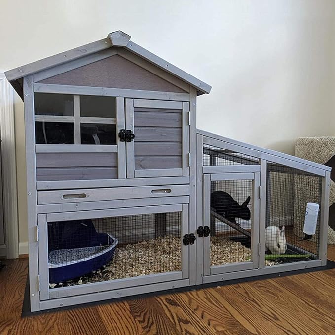 Aivituvin Rabbit Hutch Outdoor Chickecn Coop Indoor Bunny Cage with Pull Out Tray,Upgrade Version,Removable Bottom Wire Mesh 53.4" L x 23.6" W x 38.1" H