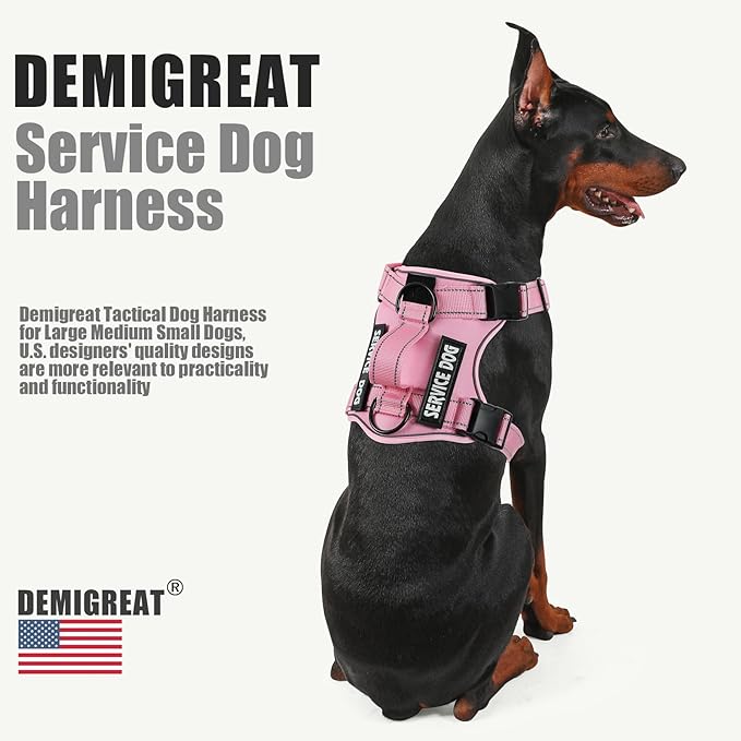 Demigreat Reflective Dog Vest Harness with 5 PCS Patches, Adjustable Soft Oxford Pet Harness, Inner Layer Mesh, Prevent Pulling and Choking, Easy to Control for Small Medium Large Dogs