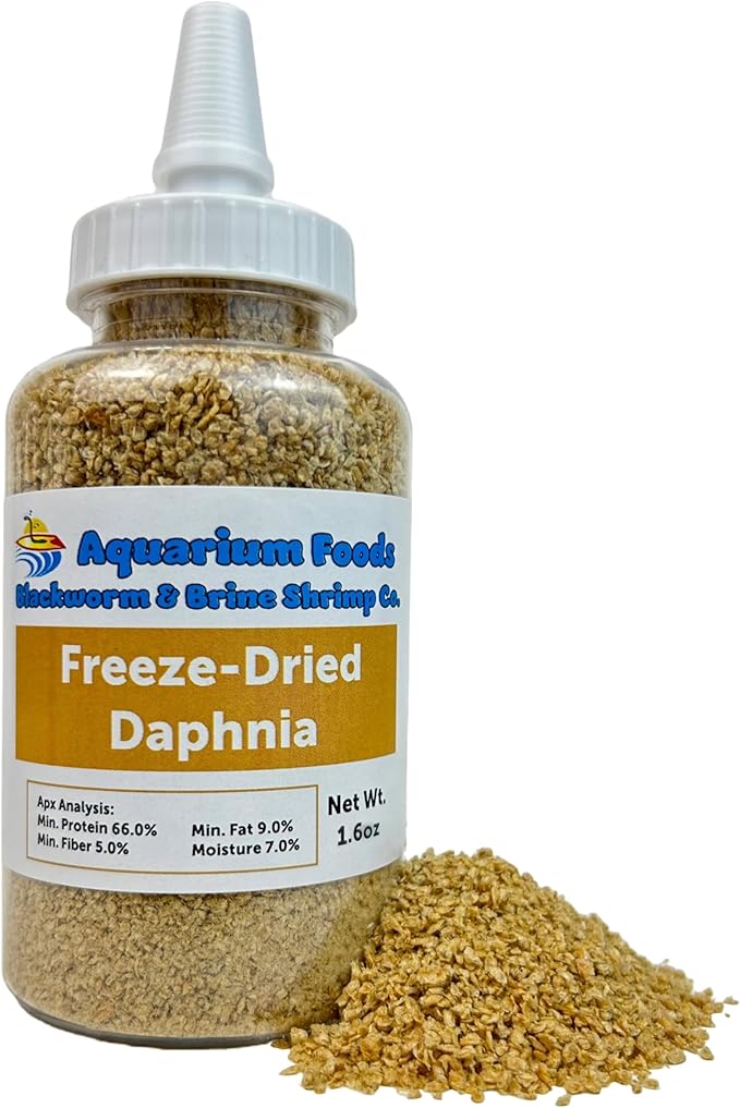 Aquatic Foods Inc. Freeze-Dried Daphnia for All Freshwater's, Marine's, Baby Pond Fish, Invertebrates, Corals, Anemones, All Tiny Nano, Fry and Babies…1.6oz Lg Squeeze Bottle