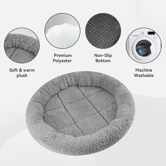 PETLESO Cat Bed Mat 15.75" Round Pad with Pillow Around, Indoor Soft Warm Pet Bed for Cats Dogs Rabbit Curling Sleep/Nap, Antiskid Bottom, Washable, Medium