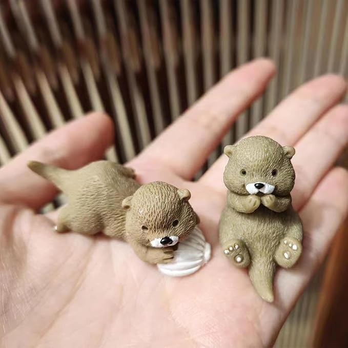24 Pcs Miniature Otters Figurines Small Otter Toys for Decorative Garden Moss Landscapes,Fairy Gardens, Dollhouses,Birthday Cake Toppers,Cute Animal Shaped Statues & Cartoon Crafts