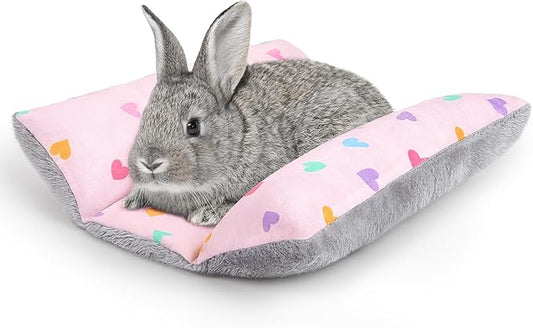 Rabbit Bed 15"X14"Thickened and Soft Bunny Bed Washable Cuddle Cushion Plush Mat Double-Sided Plush Small Pet Flop Mat Cotton Pillow for Rabbit