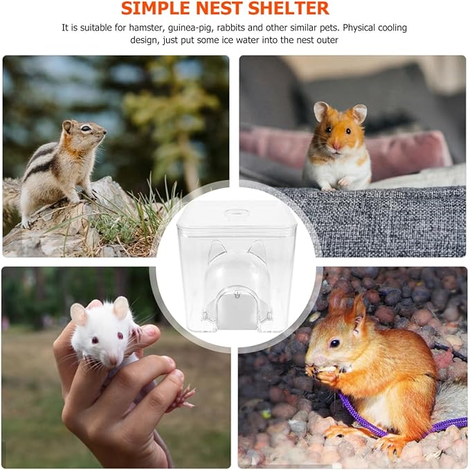 Ice Nest Hamster House - Summer Cooling Hideout for Hamsters Guinea Pigs and Small Pets Unique Transparent Design 5.5In Cooling Pad