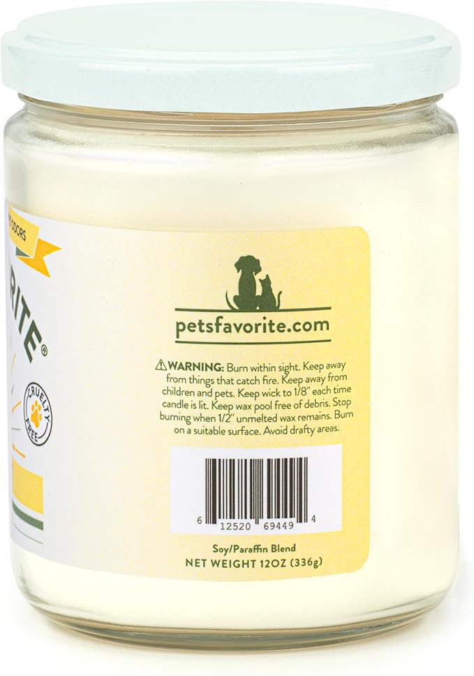 Pet's Favorite Pet Odor Candle, Clean Burning, Long Lasting Scented Candles with a Cotton Wick. (Lemon, Pack of 2)