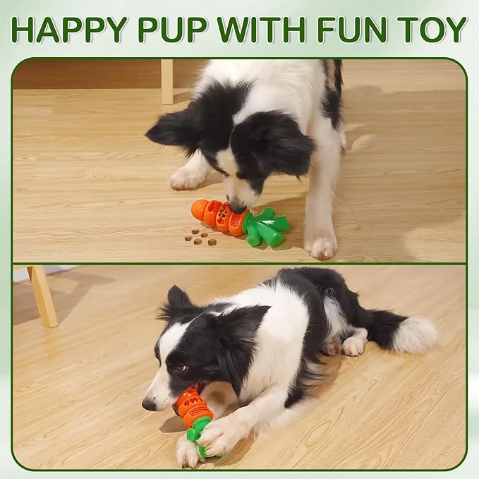 Dog Toys for Aggressive Chewers Bacon Flavored: 7" Tough Dog Chew Bone, Hard Nylon & Rubber Teeth Cleaning Toy, Carrot-Shaped Dog Chew Toy for Large Medium Breed 20-70lbs