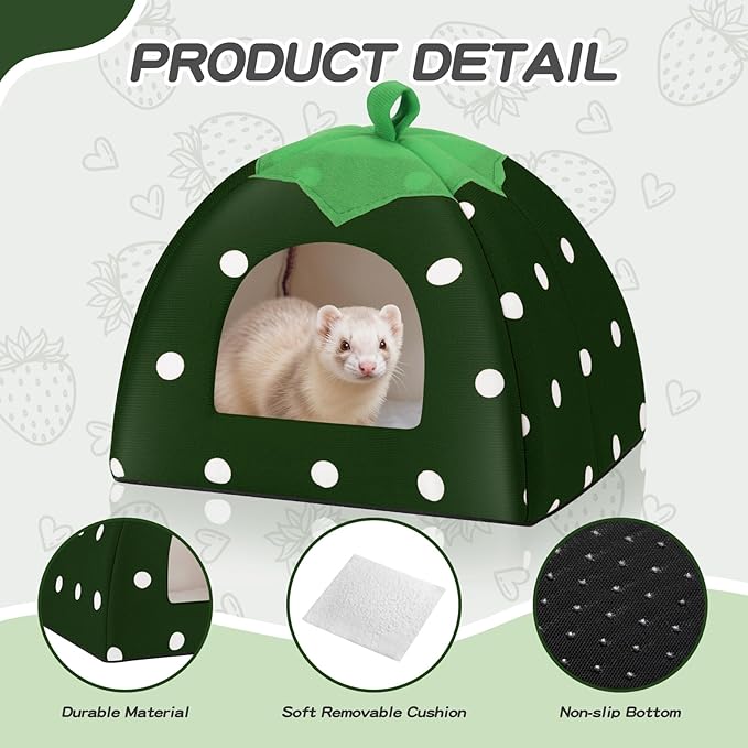 Guinea Pig Hideout for Small Animals(Guinea Pig Bed with Warm Fleece, Washable Pet Cushions, Winter Sleeping Warmth)