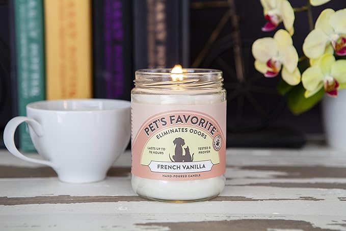 Pet's Favorite Pet Odor Candle, Clean Burning, Long Lasting Scented Candles with a Cotton Wick. (French Vanilla, Pack of 2)