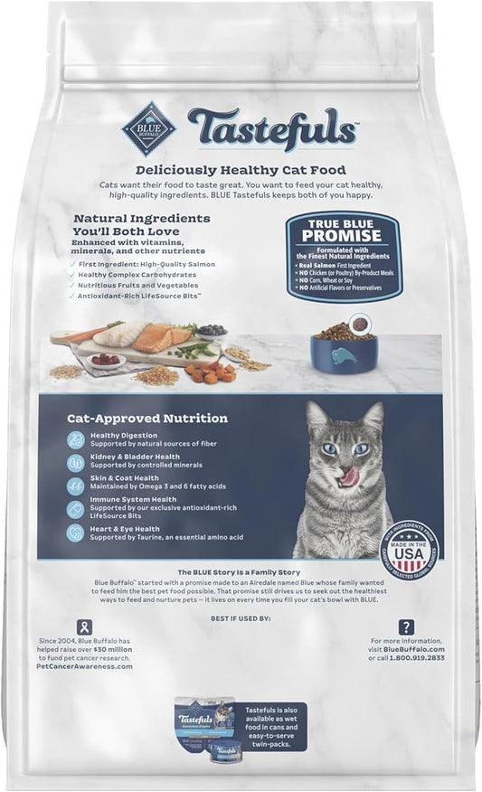 Blue Buffalo Tastefuls Adult Cat Dry Food, Multi-Protein Salmon & Ocean Fish Recipe, 7-lb. Bag
